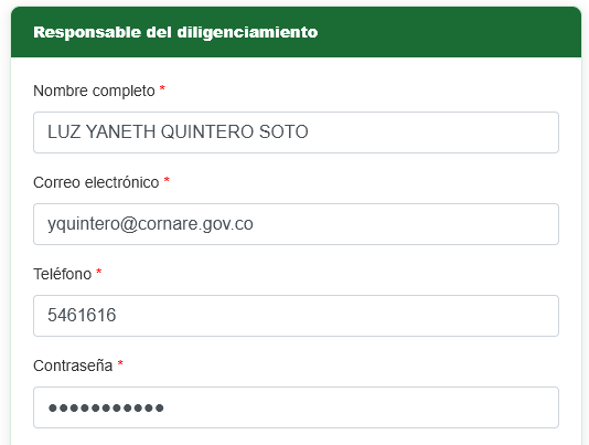 Datos del responsable del diligenciamiento