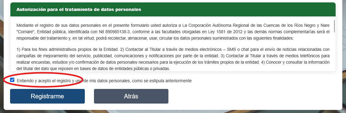 Aceptar términos y condiciones